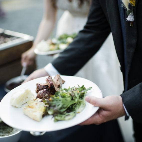 Wedding plate with beef and arugula